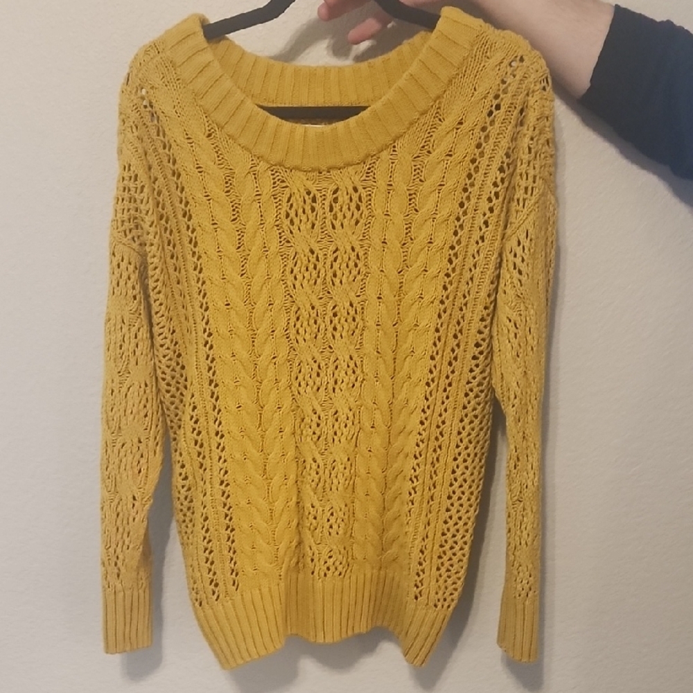 Sonoma Women's Yellow Cable Knit Sweater